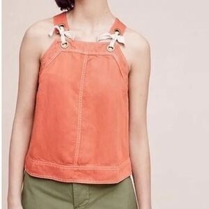 Anthropologie Maeve Coral Top with bows